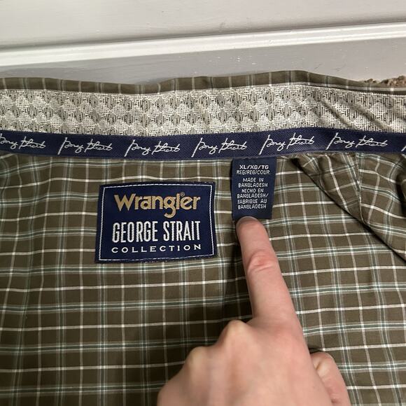 Wrangler George Straight Shirt Mens Sz XL Tattersall Check Western Cowboy Rodeo - Picture 10 of 15